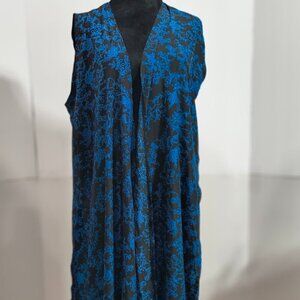 Lula Roe Sleeveless Duster Vest Blue % Black Women's Size Large